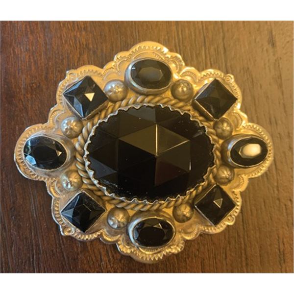 #SLA-10 German Silver Belt Buckle and Earrings with Swarovski Crystals