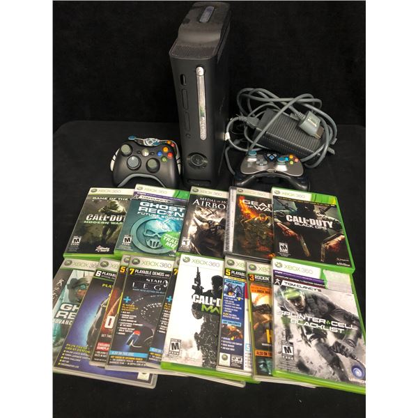 XBOX 360 VIDEO GAME CONSOLE w/ CONTROLLERS & GAMES