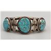 Image 1 : Vintage Three Stone Spiderweb Turquoise and Sterling Silver Bracelet