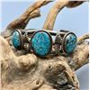 Image 2 : Vintage Three Stone Spiderweb Turquoise and Sterling Silver Bracelet