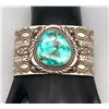 Image 8 : Exquisite Hand Stamped Sterling Silver and Turquoise Bracelet