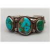 Image 1 : Outstanding Mid Century Three Stone Turquoise and Sterling Silver Bracelet