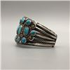 Image 2 : Pleasing Vintage Turquoise and Sterling Silver Cluster Style Bracelet - C. 1930s - 40s