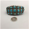 Image 8 : Pleasing Vintage Turquoise and Sterling Silver Cluster Style Bracelet - C. 1930s - 40s