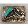 Image 2 : Vintage Turquoise and Sterling Silver Belt Buckle by Dee Morris