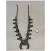 Image 2 : Fancy 1940s Zuni Petit Point Squash Blossom Necklace