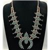 Image 8 : Elegant Circa 1940s Zuni Needlepoint Squash Blossom Necklace