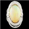 Image 1 : 18K Gold 14.30ct Opal & 3.02ctw Diamond Ring