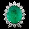 18K Gold 11.30ct Emerald & 2.54ct Diamond Ring