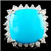 Image 1 : 14K Gold 6.06ct Turquoise & 0.58ctw Diamond Ring