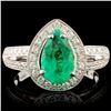 Image 1 : 18K Gold 1.24ct Emerald & 0.47ctw Diamond Ring