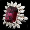 Image 2 : 14K Gold 5.85ct Tourmaline & 1.40ctw Diamond Ring