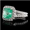 Image 2 : 18K White Gold 2.50ct Emerald & 1.03ct Diamond Rin
