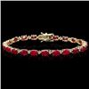 Image 1 : 14k Gold 12.00ct Ruby & 0.50ct Diamond Bracelet