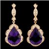 Image 1 : 14K Gold 17.00ct Amethyst & 1.51ctw Diamond Earrin