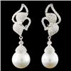 14K Gold 12.00mm Pearl & 1.28ctw Diamond Earrings