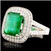 Image 2 : 18K Gold 3.80ct Emerald & 1.09ctw Diamond Ring