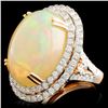 Image 2 : 14K Gold 15.38ct Opal & 1.91ctw Diamond Ring