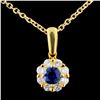 18K Gold 0.38ct Sapphire & 0.45ctw Diamond Pendant