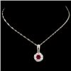 Image 2 : 18K Gold 0.39ct Ruby & 0.46ctw Diamond Pendant