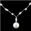 Image 2 : 18K Gold 14MM Pearl & 1.82ctw Diamond Necklace