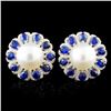 Image 1 : 18K Gold 11.00MM Pearl & 0.65ctw Diamond Earrings