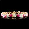 Image 2 : 14K Gold 15.14ct Ruby & 1.74ctw Diamond Bracelet