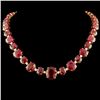 Image 1 : 14K Gold 158.00ctw Ruby & 1.45ctw Diamond Necklace