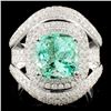Image 1 : 18K Gold 3.87ct Emerald & 2.13ctw Diamond Ring