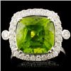 Image 1 : 14K Gold 5.46ct Peridot & 0.46ctw Diamond Ring