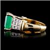 Image 3 : 14K Yellow Gold 4.65ct Emerald & 0.63ct Diamond Ri