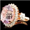 Image 2 : 14K Rose Gold 17.00ct Kunzite & 1.32ctw Diamond Ri