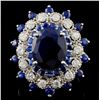 14K White Gold 7.50ct Sapphire & 1ct Diamond Ring