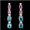 14K Gold 2.00ct Zircon & 0.35ctw Diamond Earrings