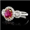 Image 2 : 18K White Gold 0.98ct Ruby & 0.50ct Diamond Ring