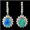 14K Gold 10.00ct Opal & 1.70ctw Diamond Earrings
