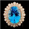 14K Gold 11.85ct Topaz & 1.82ctw Diamond Ring
