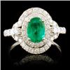 18k White Gold 0.93ct Emerald & 0.82ctw Diamond Ri