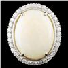 14K Gold 13.31ct Opal & 1.45ctw Diamond Ring