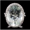 18K Gold 10.00ct Aquamarine & 0.91ct Diamond Ring