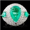Image 1 : 18K Gold 5.07ct Emerald & 2.52ct Diamond Ring