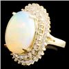 Image 2 : 14K Gold 7.54ct Opal & 1.80ctw Diamond Ring