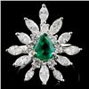 Image 1 : 18K White Gold 0.73ct Emerald & 1.51ctw Diamond Ri