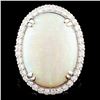 Image 1 : 18K Gold 21.00ct Opal & 1.68ctw Diamond Ring