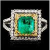 Image 1 : 18K Gold 1.15ctw Emerald & 0.86ctw Diamond Ring
