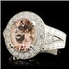 Image 2 : 14K Gold 5.00ct Morganite & 1.40ctw Diamond Ring