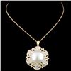 Image 1 : 18K Gold 14MM Pearl & 2.26ctw Diamond Pendant