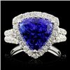 18K Gold 5.40ct Tanzanite & 1.10ct Diamond Ring