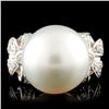 Image 1 : 18K Gold 12.00MM Pearl & 0.27ctw Diamond Ring