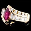 Image 2 : 14K Gold 1.15ct Ruby & 1.63ctw Diamond Ring